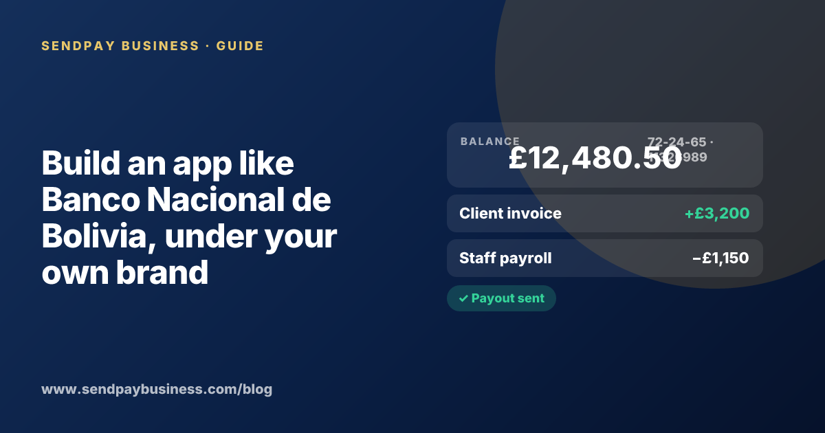 A founder planning a digital account app with a branded card like Banco Nacional de Bolivia