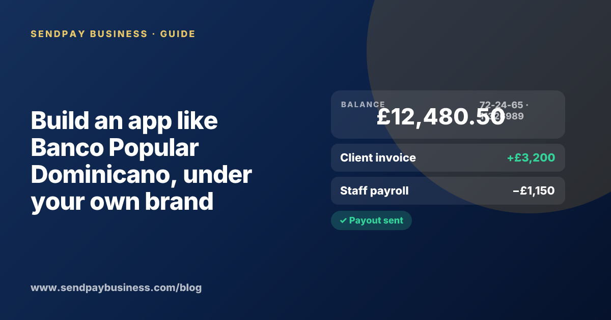 A founder planning a digital account app with a branded card like Banco Popular Dominicano