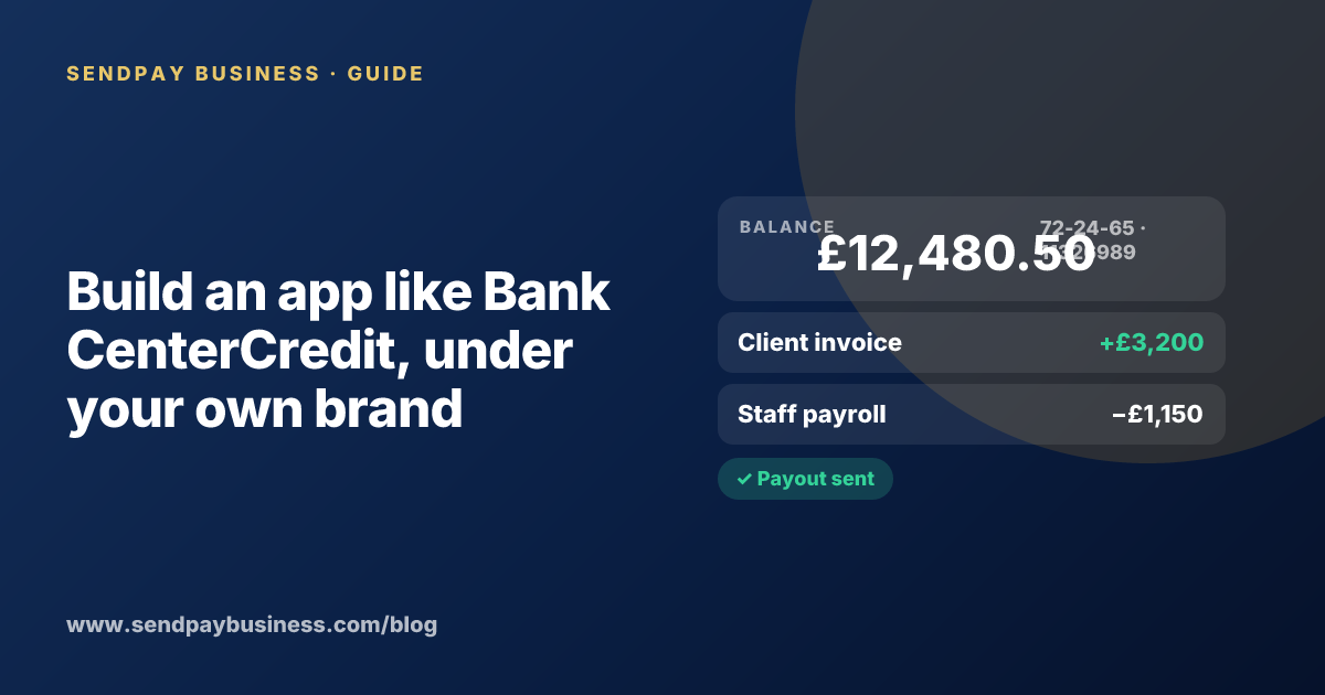 A founder planning a digital account app with a branded card like Bank CenterCredit