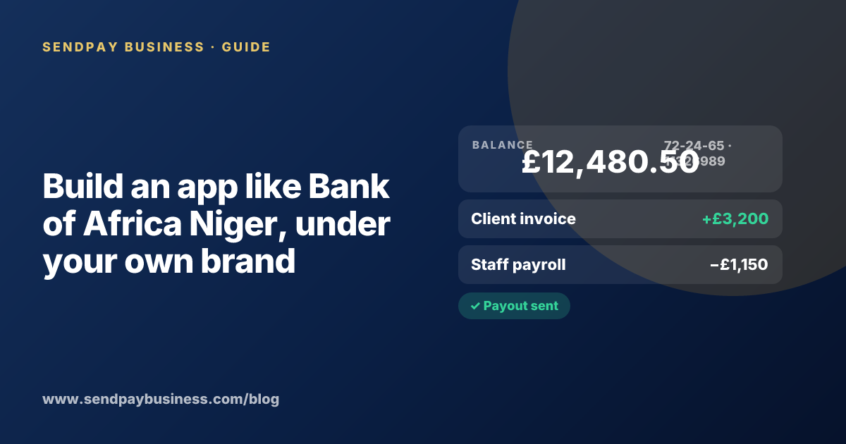 A founder planning a digital account app with a branded card like Bank of Africa Niger