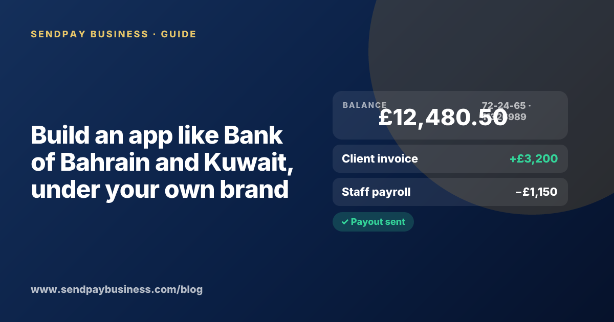 A founder planning a digital account app with a branded card like Bank of Bahrain and Kuwait