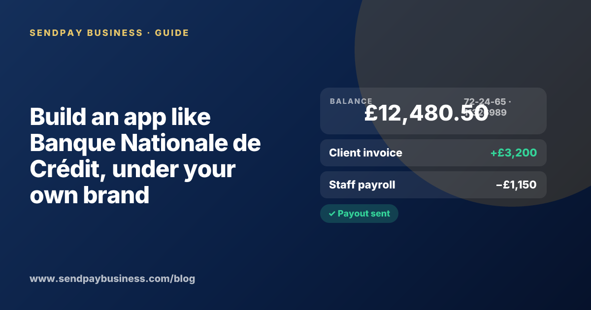 A founder planning a digital account app with a branded card like Banque Nationale de Crédit
