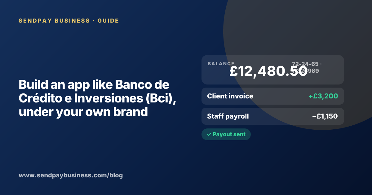 A founder planning a digital account app with a branded card like Banco de Crédito e Inversiones (Bci)