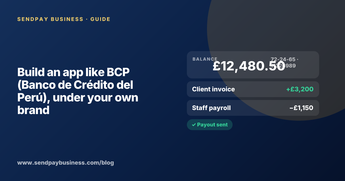 A founder planning a digital account app with a branded card like BCP (Banco de Crédito del Perú)