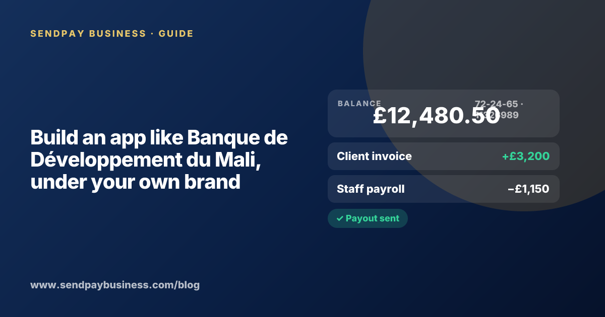A founder planning a digital account app with a branded card like Banque de Développement du Mali