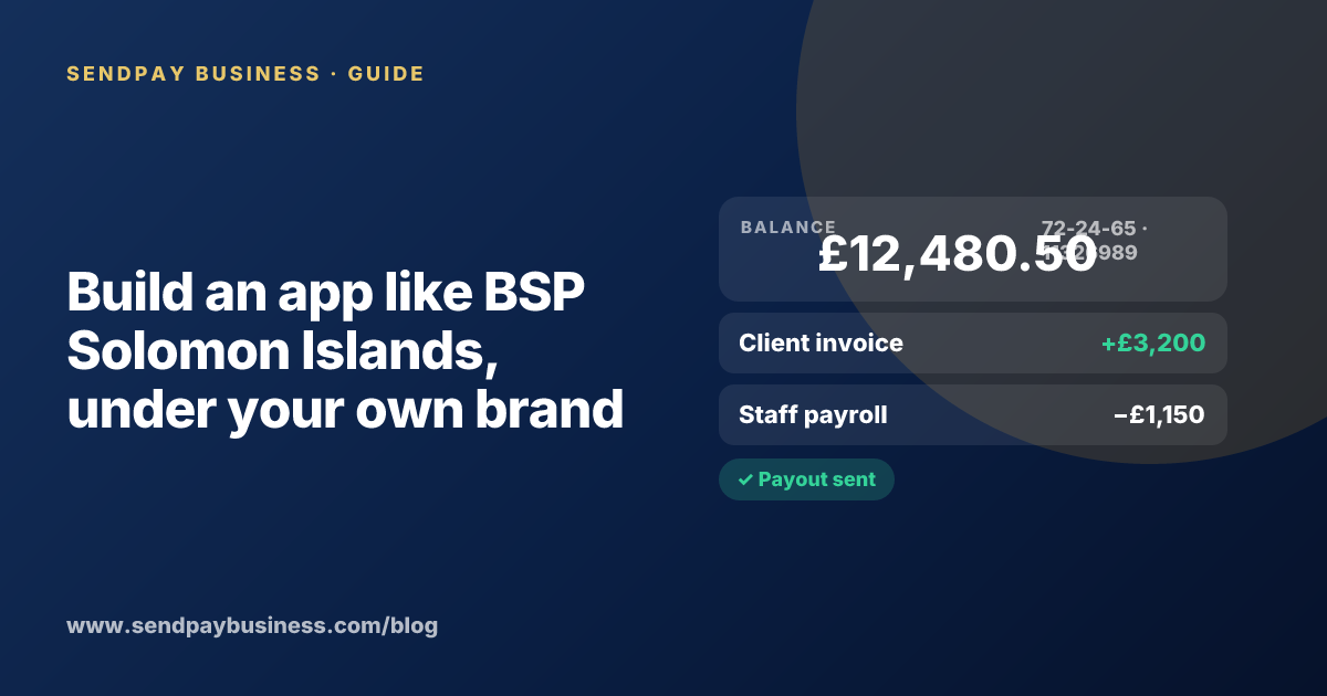 A founder planning a digital account app with a branded card like BSP Solomon Islands