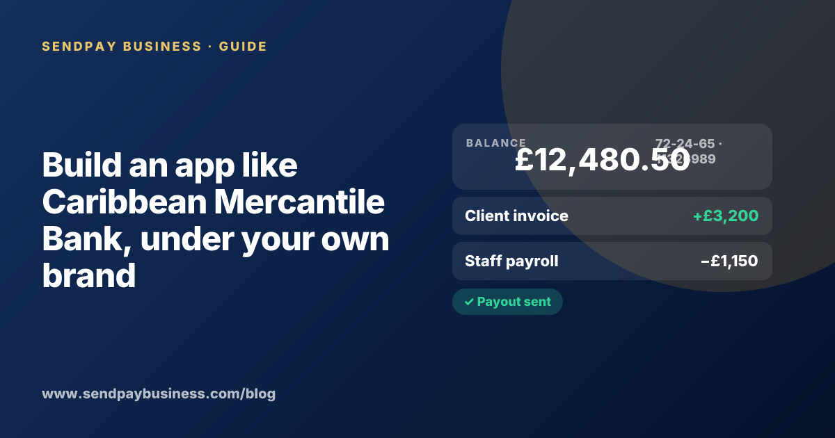 A founder planning a digital account app with a branded card like Caribbean Mercantile Bank