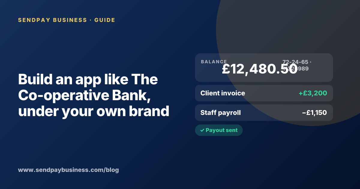 A founder planning a digital account app with a branded card like The Co-operative Bank