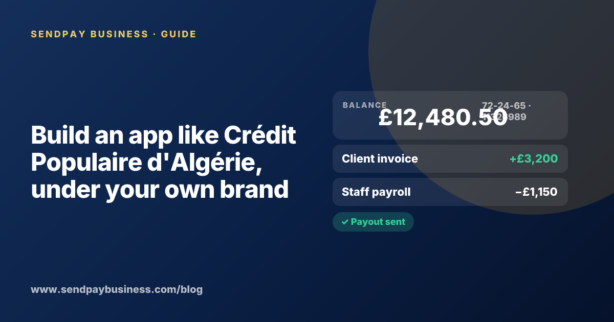 A founder planning a digital account app with a branded card like Crédit Populaire d'Algérie