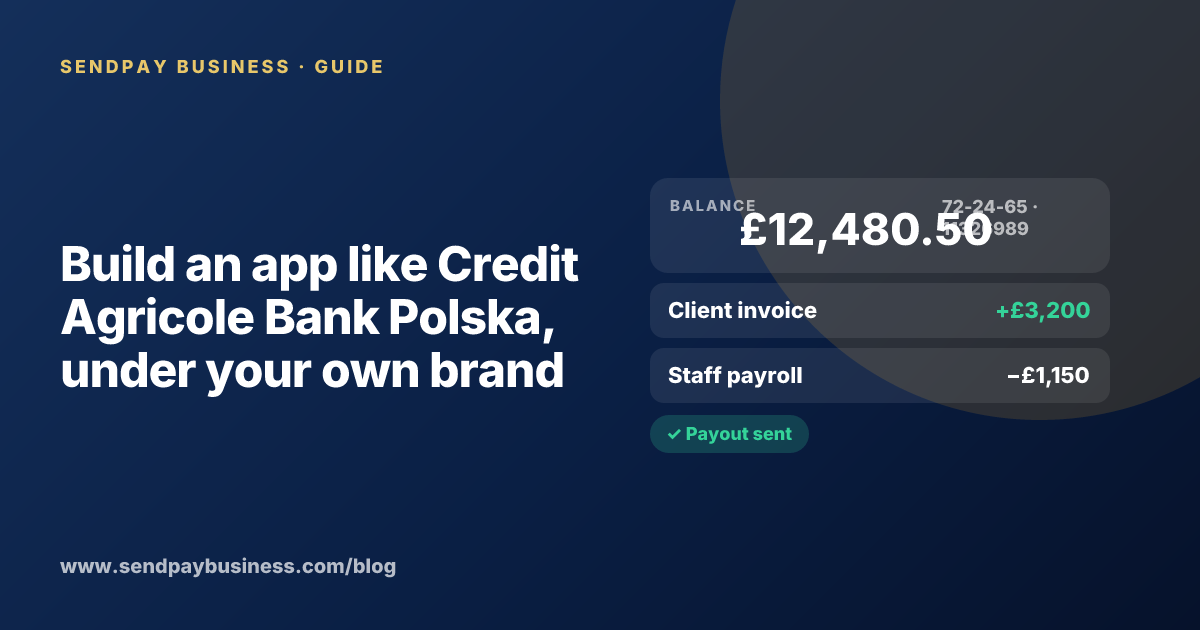A founder planning a digital account app with a branded card like Credit Agricole Bank Polska