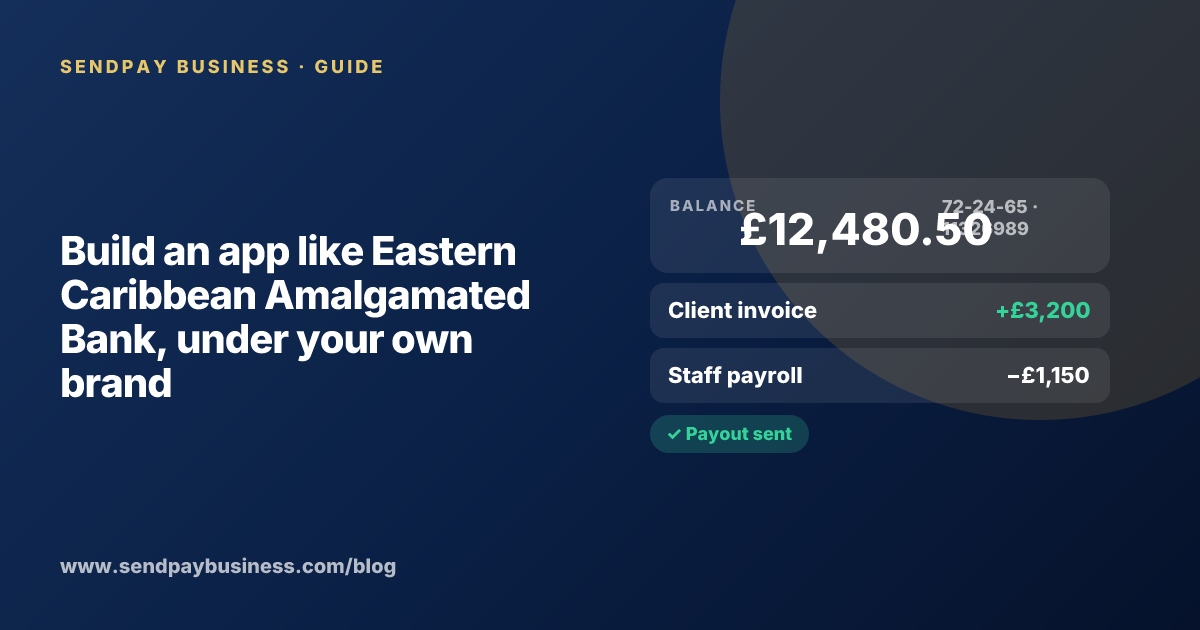 A founder planning a digital account app with a branded card like Eastern Caribbean Amalgamated Bank