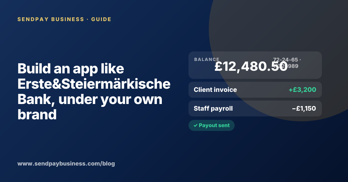 A founder planning a digital account app with a branded card like Erste&Steiermärkische Bank