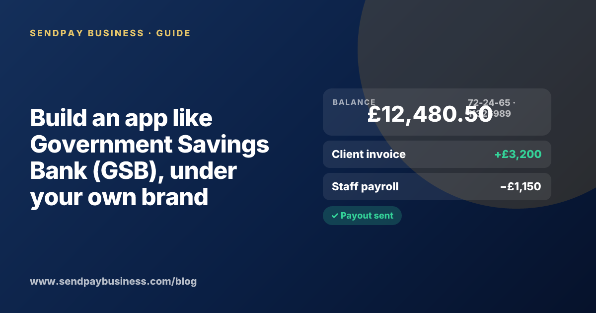 A founder planning a digital account app with a branded card like Government Savings Bank (GSB)