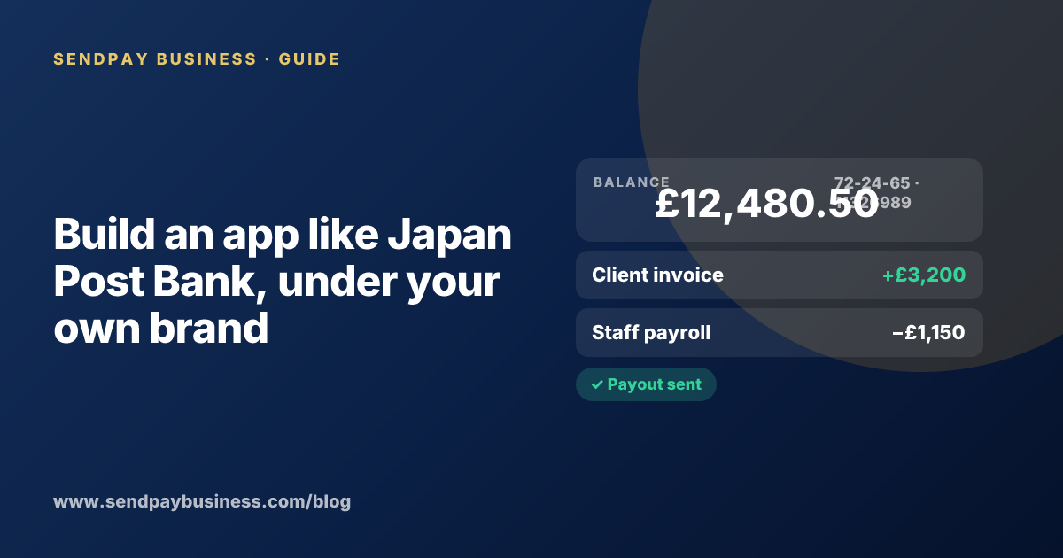 A founder planning a digital account app with a branded card like Japan Post Bank