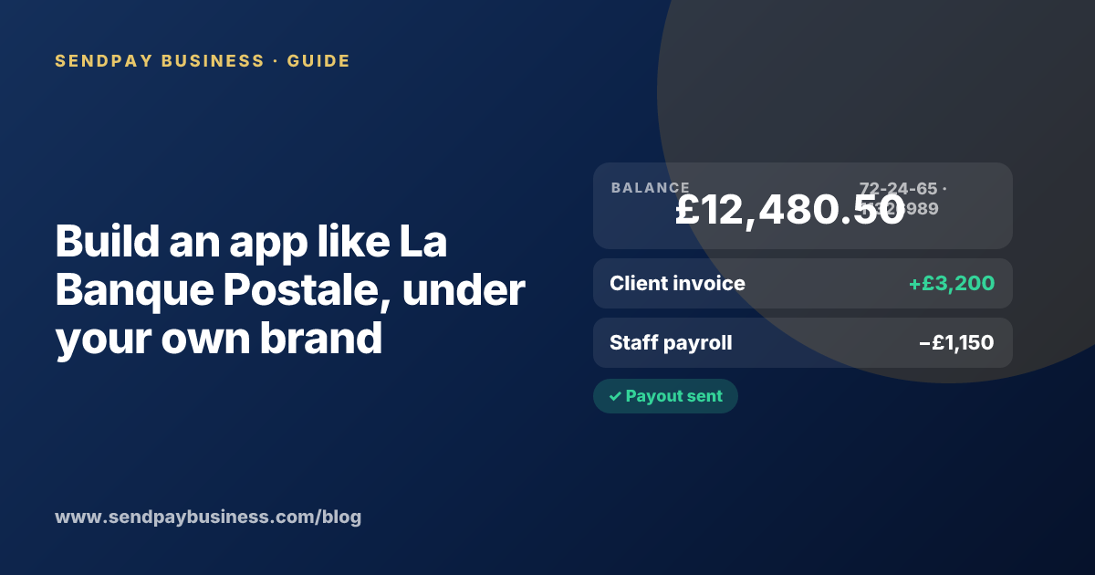 A founder planning a digital account app with a branded card like La Banque Postale
