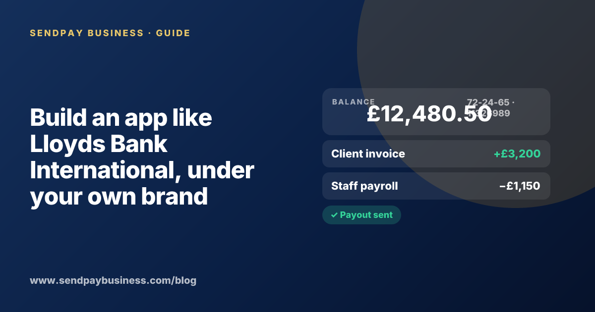 A founder planning a digital account app with a branded card like Lloyds Bank International