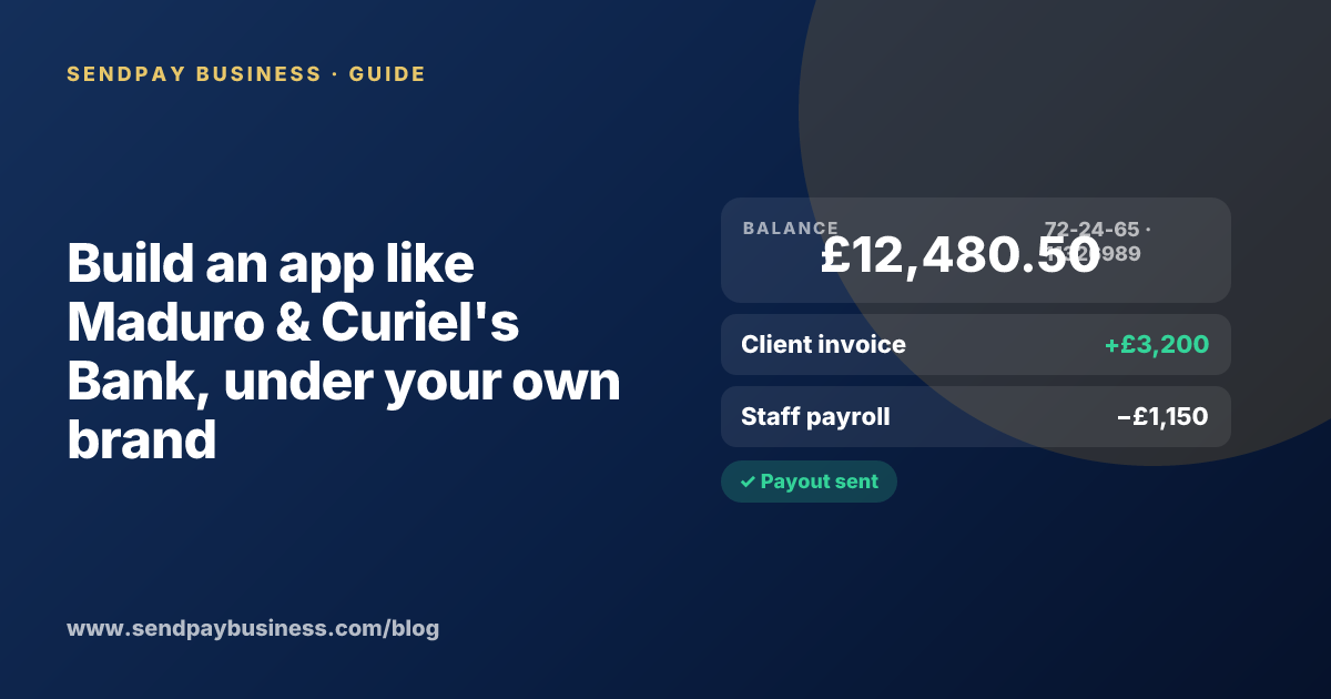 A founder planning a digital account app with a branded card like Maduro & Curiel's Bank