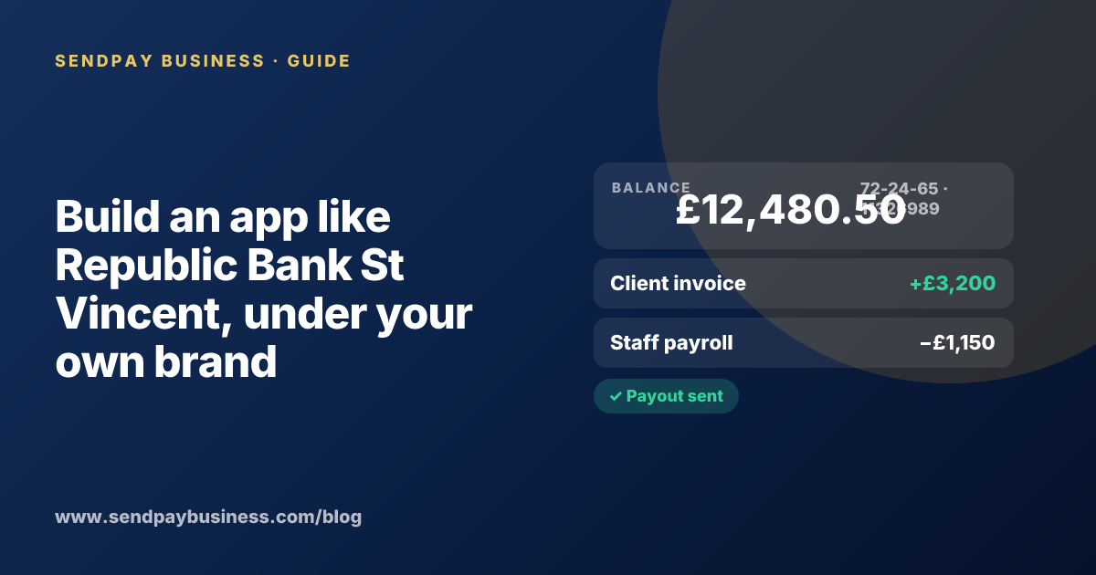 A founder planning a digital account app with a branded card like Republic Bank St Vincent