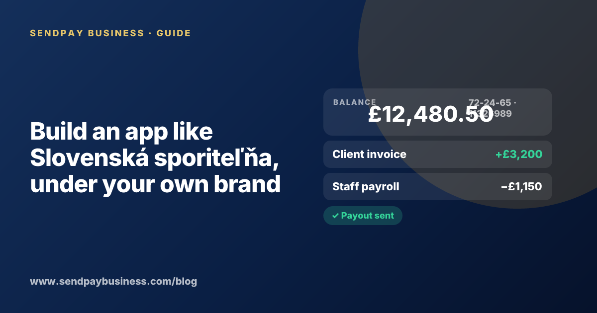 A founder planning a digital account app with a branded card like Slovenská sporiteľňa
