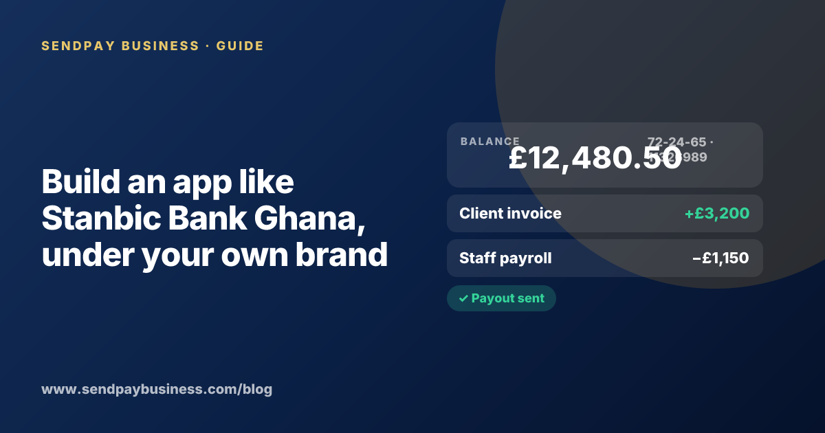 A founder planning a digital account app with a branded card like Stanbic Bank Ghana