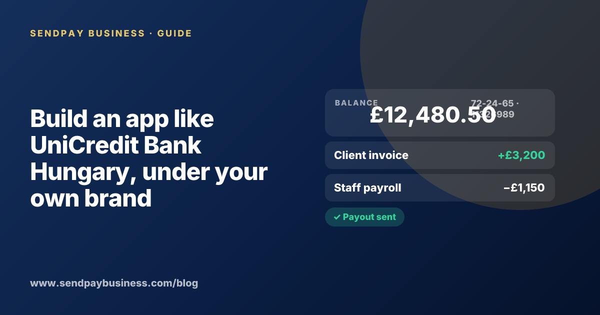 A founder planning a digital account app with a branded card like UniCredit Bank Hungary